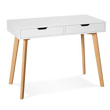 Amazon Com Homfa Writing Computer Desk Laptop Notebook Pc Workstation With 2 Drawers Simple Study Makeup Vanity Table Modern In 2020 Desk Computer Desk Vanity Table