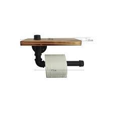 2 compartiments dans le petit meuble en bois (h : Porte Rouleau En Papier Toilette Design Retro Metal Tube Etagere Ensemble De Rangement Avec Plateau En Bois Noir Ou U60i Djj