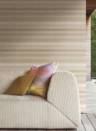 Zig Zag Multicolore Wallpaper In Cream Tan And Gold By Missoni Home Burke Decor