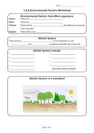 Species distribution patterns are based on biotic and abiotic factors and their influences during the check your understanding. 1 4 5 Environmental Factors Worksheet
