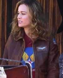 Brie Larson Captain Marvel Bomber Leather Jacket Captain America Leather Jacket Brown Leather Jacket Brown Leather Bomber Jacket