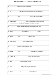 Present Simple Vs P Continuous Worksheet Free Esl Printable Worksheets Made By Teachers Grammar Work Speech Language Pathologists Speech And Language