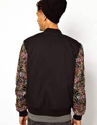 Check spelling or type a new query. Asos Bomber With Floral Sleeves In Black For Men Lyst