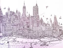 Fabulous Drawing Of Battery Park Manhattan In The 1960s By Robinson In The Book New York Line By Line Nyc New York Illustration New Art Travel Drawing