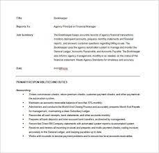Bookkeeper job duties include working closely with our accounting team to create and analyze financial reports and ensure legal. 10 Bookkeeper Job Description Templates Free Sample Example Format Download Free Premium Templates