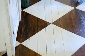 Checkered Floor Using One Color Paint And The Original Wood Stain Stenciled Floor Floor Decor Flooring