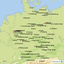 Es ist eine der schönsten regionen deutschlands mit hoher lebensqualität für jedes alter. Stepmap Deutschland Gebirge Seen Und Stadte Landkarte Fur Deutschland