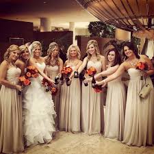 Real Bella Bride Caitlin And Her Stunning Bridesmaids In Bill Levkoff Champagne R Neutral Bridesmaid Dresses Champagne Bridesmaid Dresses Champagne Bridesmaid