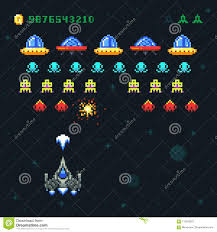 Si lo podés comprar graficamente con otro juego eso va a ayudar muchísimo en la búsqueda. Diseno Video Del Pixel Del Vector Del Juego De Arcada Del Espacio Del Vintage Con Las Balas Y Los Extranjeros Del Tiroteo De La N Fotografia Editorial Ilustracion De Estilo Arcada