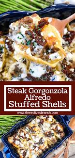 Steak Gorgonzola Alfredo Stuffed Shells Three Olives Branch Olive Garden Steak Gorgonzola Recipe Alfredo Stuffed Shells Gorgonzola Recipes