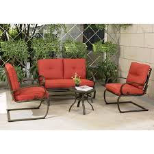 Cloud Mountain Wrought Iron 4 Piece Patio Conversation Set Walmart Com Conversation Set Patio Patio Furniture Sets Patio Loveseat
