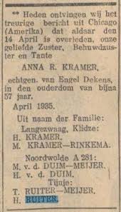 Genealogie Van Familie Kramer
