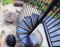 Beautiful All Metal Spiral Stair With Checker Plate Treads Providing A Secondary Access To The Home Www Spiral Staircase Kits Spiral Stairs Staircase Design