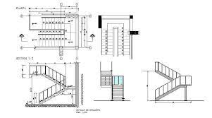 Stair Section Plan In Autocad File Which Provide Detail Of Front View Detail Of Side View Detail D Staircase Architecture Stairway Design Stairs Architecture