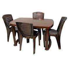 Tot tutors kids plastic table and 4 chairs set, vibrant colors. Brown Plastic Dining Table Chair Set Vishal Craft And Interior Private Limited Id 15705482873