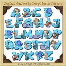 A, b, c, d, e, f, g, h, i, j, k, l, m, n, o, p, q, r, s, t, u, v, w, x, y, z. Sea Animals Alphabet Numbers Clip Art Download By Cheryl Seslar Downloadable Art Graffiti Lettering Animal Alphabet