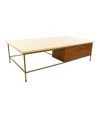 Paul mccobb 'planner group' coffee table, 1950s birch, painted iron. Paul Mccobb For Calvin Travertine And Brass Coffee Table