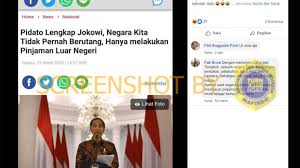 salah pidato lengkap jokowi negara kita tidak pernah berutang hanya melakukan pinjaman luar negeri hoax buster satgas penanganan covid 19 salah pidato lengkap jokowi negara