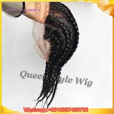 Full Braided Hair Full Lace Wig Synthetic Black Box Braids