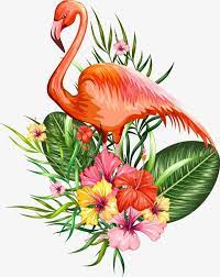 Tropical Plant Material Flamingo Art Flower Painting Tropical Painting