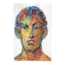 Vintage Blue Abstract Fine Art