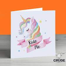 Cruelty free and natural ingredients that make perfect gifts. Ride Me Rude Unicorn Card Crude Cards