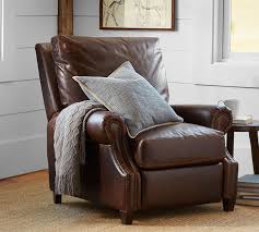 / jake leather sofa with chaise sectional pottery barn. James Roll Arm Leather Recliner With Nailheads Pottery Barn
