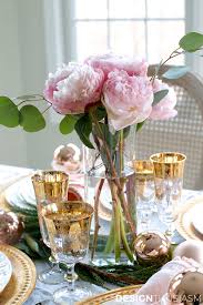 I just did a dollar tree pink and gold table setting. Elegant Holiday Table Setting With Gold And Pink Christmas Decorations