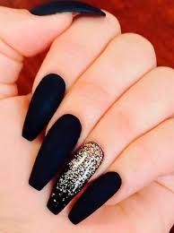 Cute Acrylic Nail Ideas Coffin Black 25 Matte Black Coffin Nail Ideas Trend In Cool 20 Gold Nails Black Gold Nails Matte Black Nails