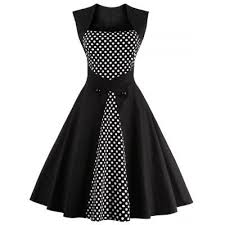 Just Us 12 35 Buy Black Polka Dot Semi Formal Skater Dress Online Shopping At Gearbest Com Mobile Vintage Polka Dot Dress Fashion Casual Dress