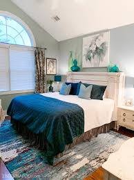 Many master bedroom makeovers now include an accent wall for a dramatic visual impact. Teal Master Bedroom Makeover 2 Bees In A Pod
