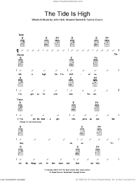 Chorus e majore high tide low tide a augmenteda when re we going to get a ride f#f# right across the water. Blondie The Tide Is High Sheet Music For Ukulele Chords Pdf
