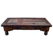 Spanish style wood coffee table in dark turquoise, olive and yellow. Puerta 2 Coffee Table Spanish Colonial Coffee Tables Spanish Colonial Living Room Spanish Colonial F Coffee Table Spanish Style Furniture 2 Coffee Tables