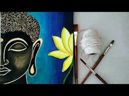 Black And White Acrylic Painting Buddha Texture Lord Buddha Painting For Beginners Buddha Thread Art Lord Buddha Acrylic Painting Buddha Painting Canvas Buddha Painting Buddha Art Painting