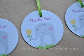 Customizable baby shower templates not only include printable round labels, but also address labels, party banners, and place cards. Printable Elephant Baby Shower Invitations Templates