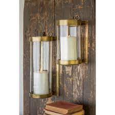 Antique brass wall candle holders. Kalalou Glass And Antique Brass Finished Wall Mounted Hurricane Small Nman1011 Bellacor