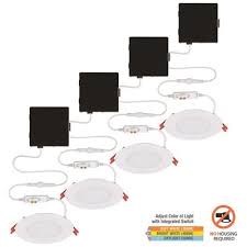 Commercial electric 5 and 6 in. Commercial Electric Part 91470 Ultra Slim 4 In Color Selectable New Construction And Remodel Canless Recessed Integrated Led Kit 4 Pack Housing Home Depot Pro