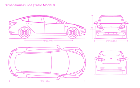 Scour the cabin and the only physical buttons you'll find are two unmarked scroll wheels on the steering wheel (left blank so tesla can change their functions if needs be via software updates), buttons for the electric. Tesla Model 3 Dimensions Drawings Dimensions Com