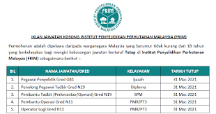 Jawatan kosong institut penyelidikan perhutanan malaysia frim. Permohonan Jawatan Kosong Di Institut Penyelidikan Perhutanan Malaysia Frim Kelayakan Pmr Spm Diploma Ijazah