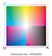 Based on my check, printer test page option is located in setting as the screenshot. Cmyk Press Color Chart Color Print Stock Vector Royalty Free 1457123546