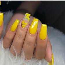 It's a popular nail trend in 2019. Yellow Yellow Nails Yellow Acrylics And Trendy Image 7041873 On Favim Com