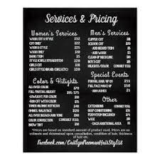 Salon Price List Poster Zazzle Com Salon Price List Beauty Salon Price List Business Plan Template