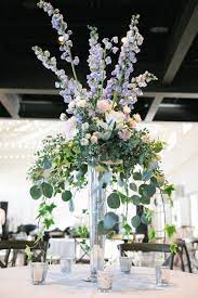 Modern Affair With Southern Charm Real Wedding At The Cordelle Enchanted Florist Tall Wedding Centerpieces Blue Wedding Centerpieces Flower Centerpieces Wedding