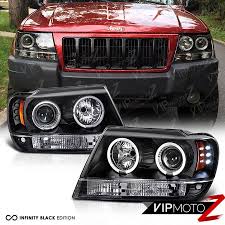 1999 2004 jeep grand cherokee wj wg black led halo angel eye projector headlight vipmotoz pinterest