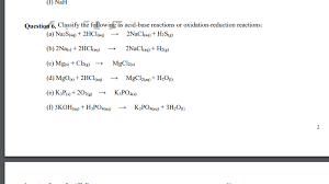 Solved F Nah Question 6 Classify The Following As Acid Chegg Com