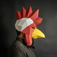 Fox mask (full head) designed by steve wintercroft. Rooster Mask Wintercroft