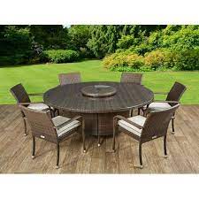 kiska 6 seater dining set with cushions sol 72 outdoor colour chocolate cream garden dining set rattan garden chairs round outdoor table