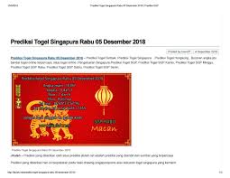 Bersama kita berharap semoga forum prediksi ini dapat menambah. Prediksi Togel Singapura Rabu 05 Desember 2018 By Angelina1310 Issuu