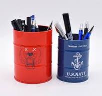 Oil Drum Shape Ashtray Restaurant Bar Desktop Trash Can Pen Case Flowerpot  Metal Tin