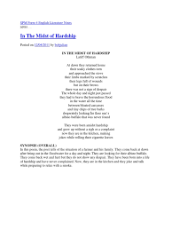 He began his literary career as a novelist; Spm Form 4 English Literature Notes Poetry